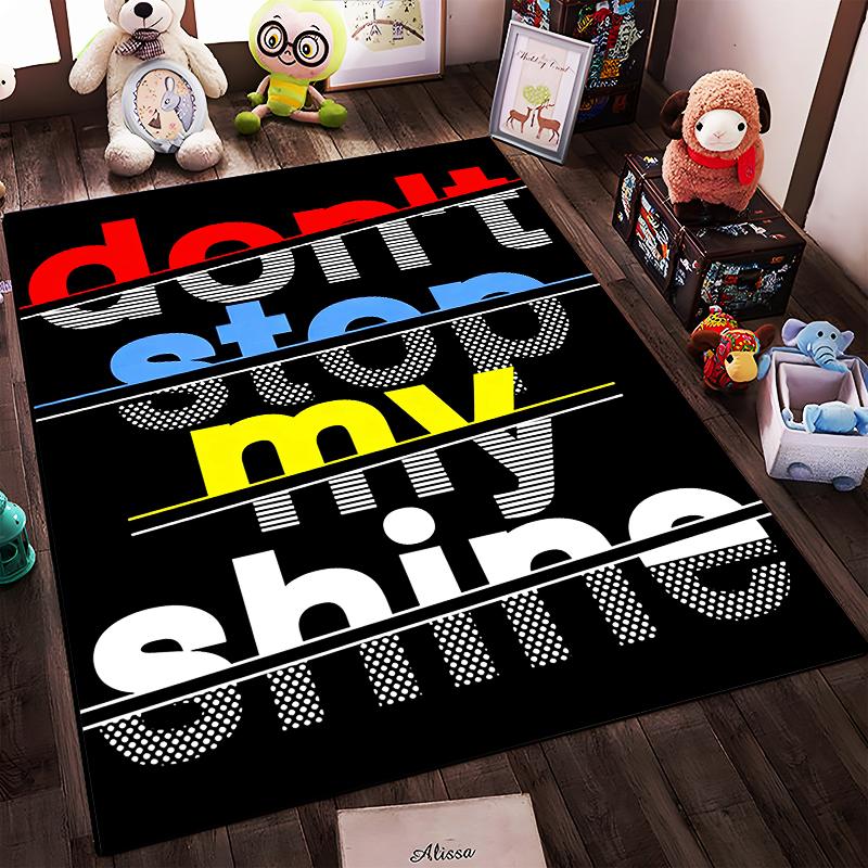 "Modern Black Carpet with 'Don't Stop My Shine' Text Design" Suitable for use as an anti-slip for living room bedroom sofas