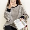 Свитер без капюшона в полоску, женская новинка осень-зима, свободный корейский стиль, ленивый стиль, повседневный, весна-осень, главный тренд