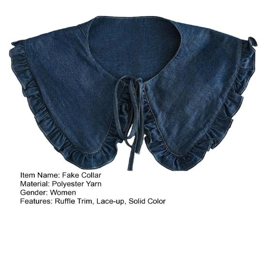 Fake Collar Solid Color Ruffle Trim Lace-up FALSE Collar Dress Shirt Collar Insert Removable