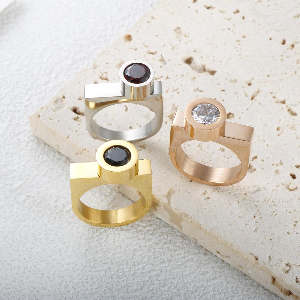Популярное сменное кольцо DIY из 3 цветов с кубическим цирконием для женщин и мужчин из нержавеющей стали 316, модные кольца для пальцев, водонепроницаемые ювелирные изделия
