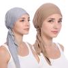 New Elastic Cotton Solid Color Wrap Head Scarf Hats Muslim Turban Bonnet for Women Inner Hijab Hat Fashion Female Turbantes Caps