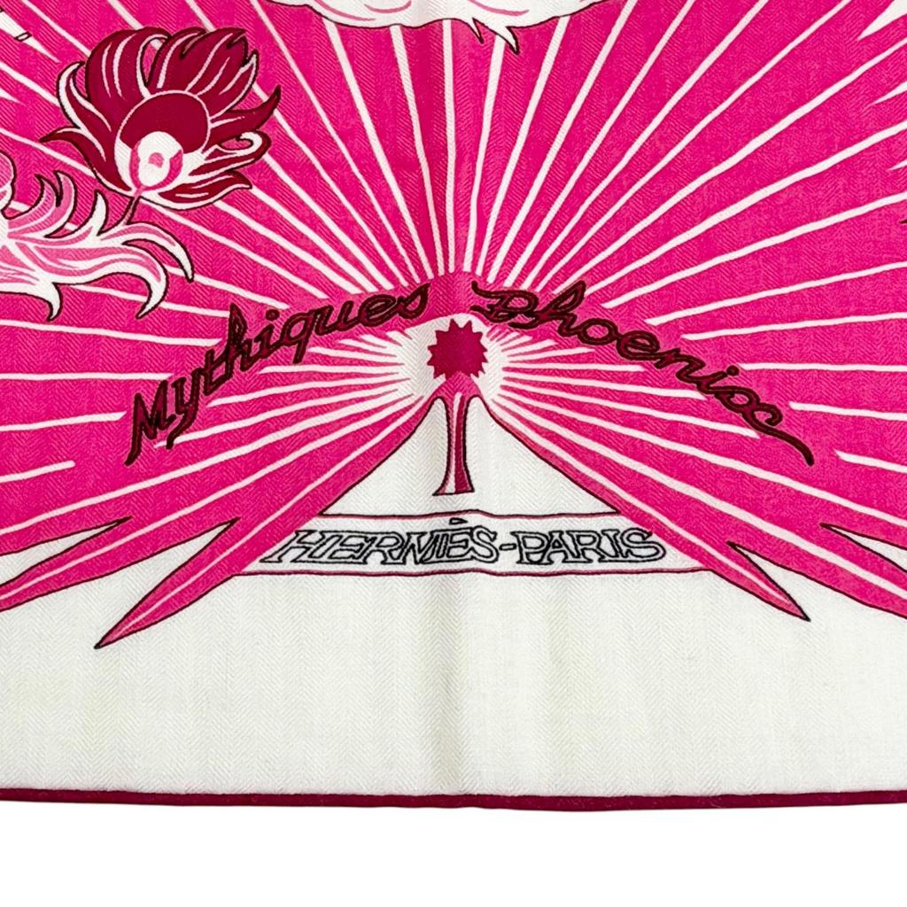 Excellent HERMES scarf Myths of the Phoenix Carrejean Carre 140 Pink cashmere Used