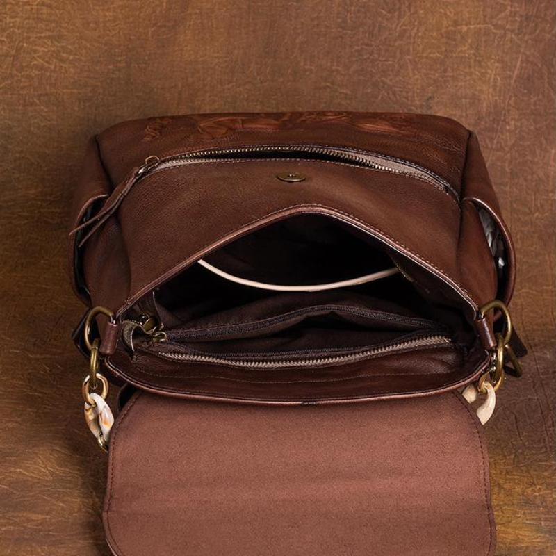 Johnature Рюкзак из натуральной кожи с тиснением в стиле ретро, ​​женская сумка из натуральной яловой кожи, большие вместительные рюкзаки для отдыха и путешествий