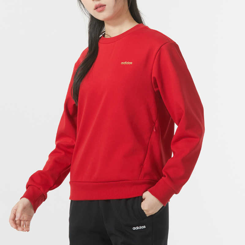 adidas Спортивный стиль жизни Серия буквенный принт круглый вырез пуловер длинный рукав толстовка женская толстовка красный JE3600