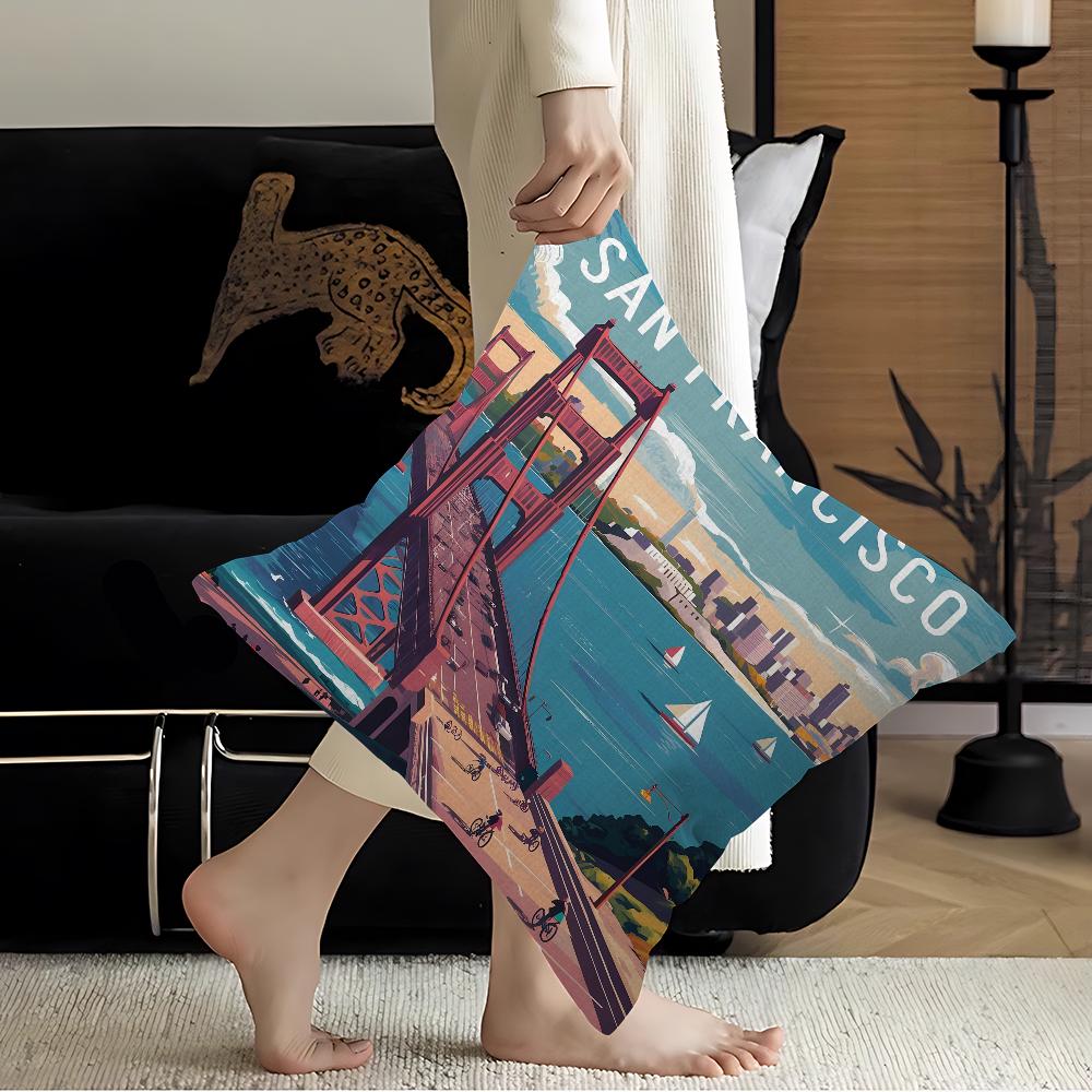 Ретро Городское Здание Америка Белый Дом Декоративный Эстетика Комнаты Чехол Домашний Декор Спальня Диван-Кровать Диван Подушка Чехол 45x45