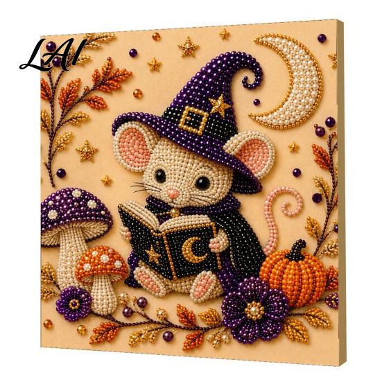 DIY Faux Gem Art for Beginners Halloween Pearl Kit 3D Painting Spooky Bead Cute Ghost Pumpkin Craft Set Adults Autumn Home Wall Decor Crafting