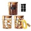 Glass Storage Container Tins with Airtight Lids and Spoons, Vacuum Food Storage Tins, Overnight Oats Canisters, Household Kitchen Tins for Coffee Bean