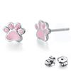Серьги для Розовое Серебро Кошка Кошка Сердце Лапа Лапа Аксессуары [Rockyu] Женщины, Золото, 925, Цирконий, Серьги, Кольцо, Подвеска, Принт, Принт, Друзья,
