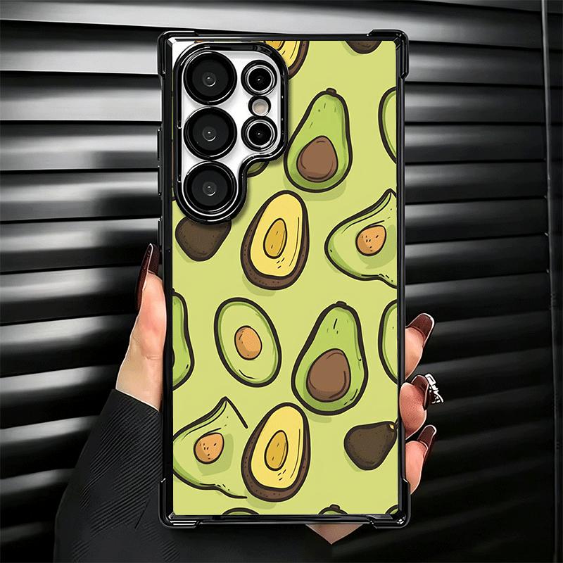 Cartoon Cute Avocado Plating Phone Case For Samsung Galaxy S24 S25 FE S26 Edge S23 Ultra S22 S21 Plus S20 Anti-Fall Airabag Cove