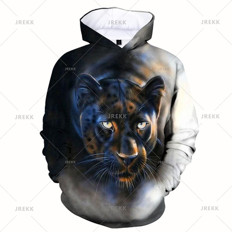 Черная леопардовая графика толстовка с капюшоном Animal Beast 3D Printed Men Горячая Распродажа толстовка Модный пуловер Outdoor Street Hoodies Clothing