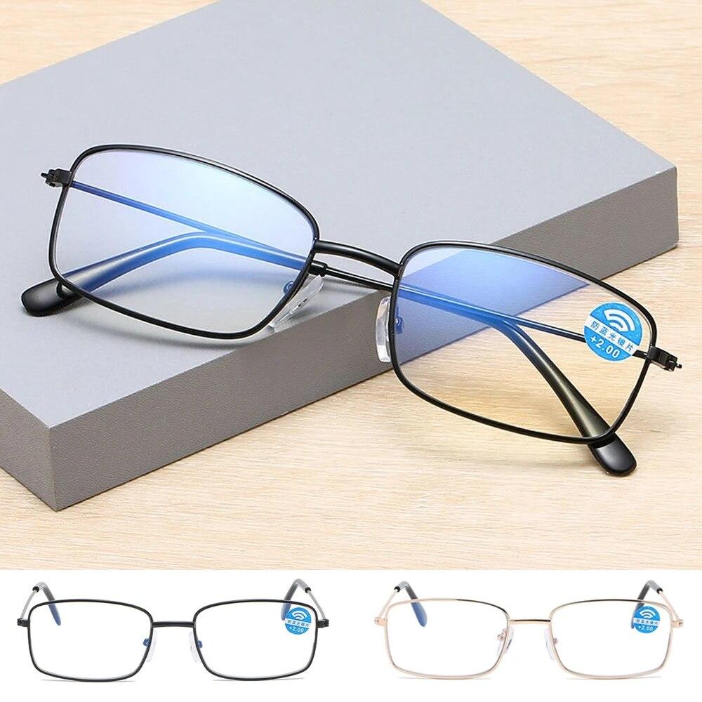 Fashion Anti Blue-ray Reading Glasses Metal Presbyopia Eyeglasses Women Square Round Far Sight Eyewear Vision Care +1.0~+4.0