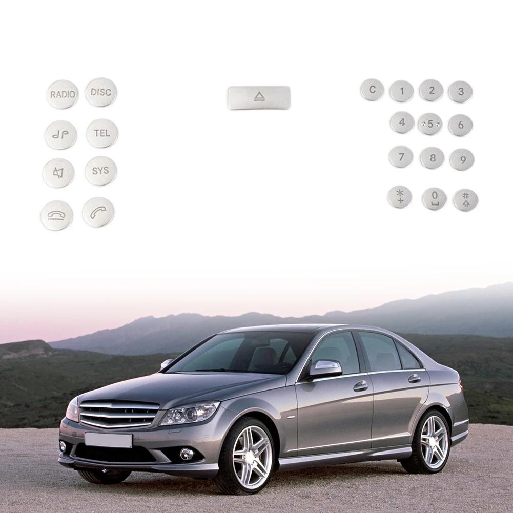 22 шт./компл. серебристый ABS автомобильный кондиционер CD панель кнопка декоративная наклейка для Mercedes-Benz C Class W204 GLK X204