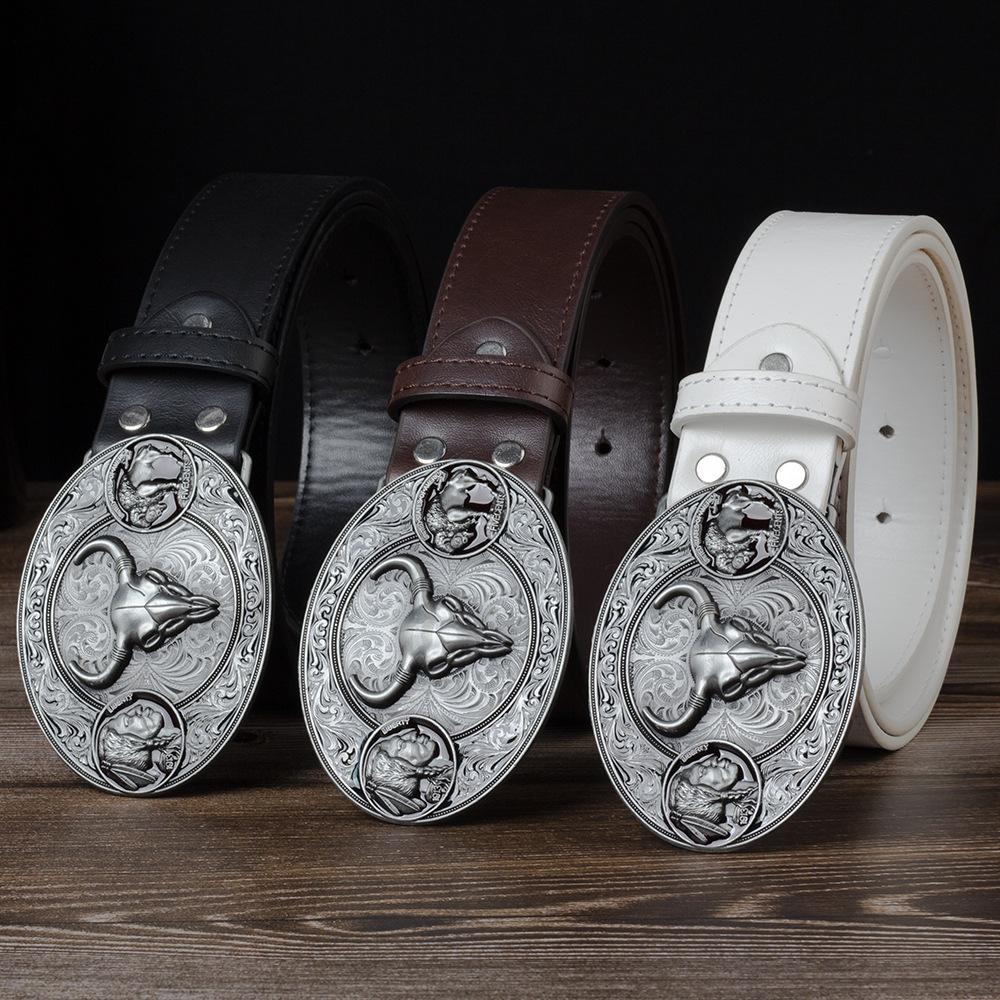 Пряжка в виде головы быка без ремня Гладкая пряжка в европейском и американском стиле Большая пряжка Металлическая пряжка