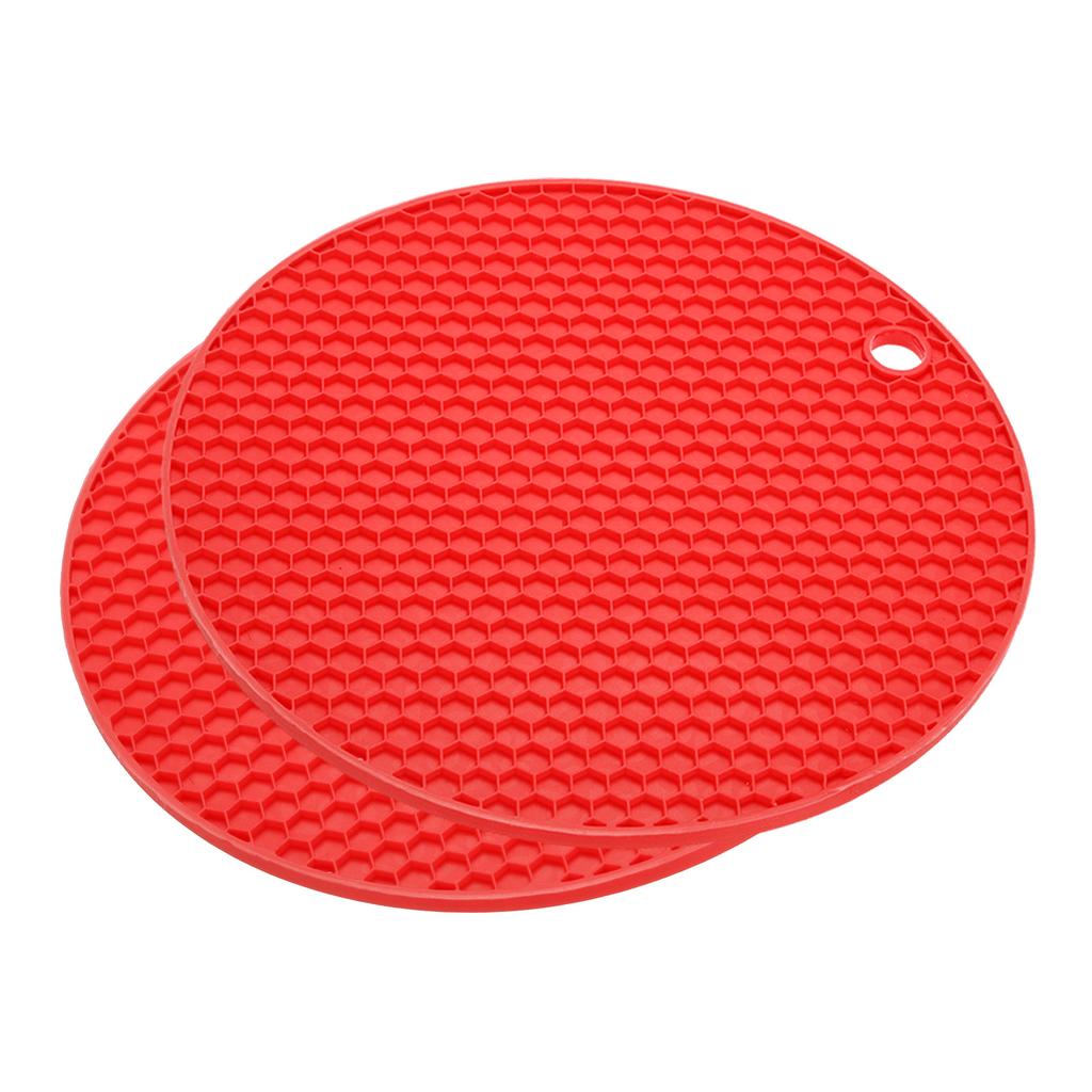 2pcs Uxcell Dish Drying Mat Set Round Silicone Reusable Drain Pad Heat Resistant Suitable for Kitchen Counter Fridge Drawer