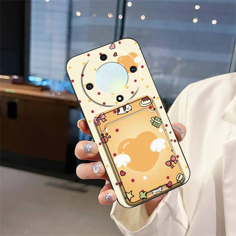 Противоударная задняя крышка Чехол для телефона для Honor X9a 5G/Magic5 Lite Слот для карт Грязеотталкивающий Защитный силиконовый Кармашек для карт Милый