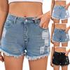 Женские модные трендовые однотонные повседневные шорты из денима с карманами, потертыми краями и отверстиями