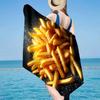 Golden French Fries Background Beach Towel, Super Soft Microfiber, Gift for Her/Him, Birthday, for Pool, Beach, Travel, Home Decor Fan gifts