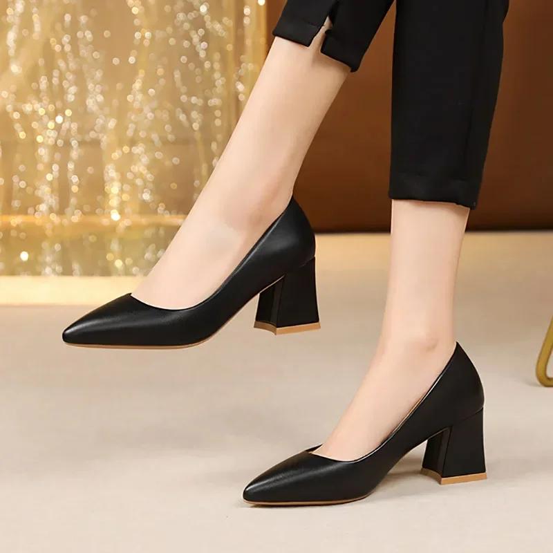 Plus Size 35-42 Basic Pumps Pointed Toe High Heels Boat Shoes for Woman Dress Shoes Shallow White Wedding Shoes Black