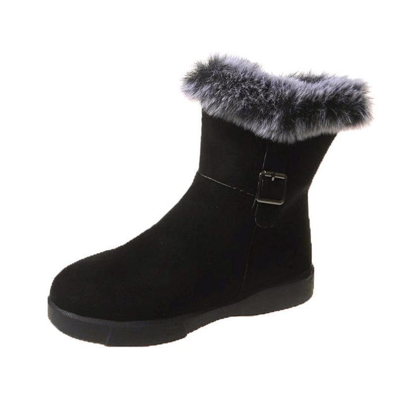 Женские зимние сапоги из замши и меха в стиле ретро 2024 года: Мягкий, нескользящий, короткий, на бархатной подкладке, плотный теплый хлопок.