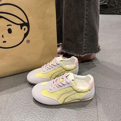 2025 весна немецкие тренировочные кроссовки женские новые взрыв мода ретро цветовая гамма шнуровка Форрест Гамп обувь универсальные с юбками белые туфли