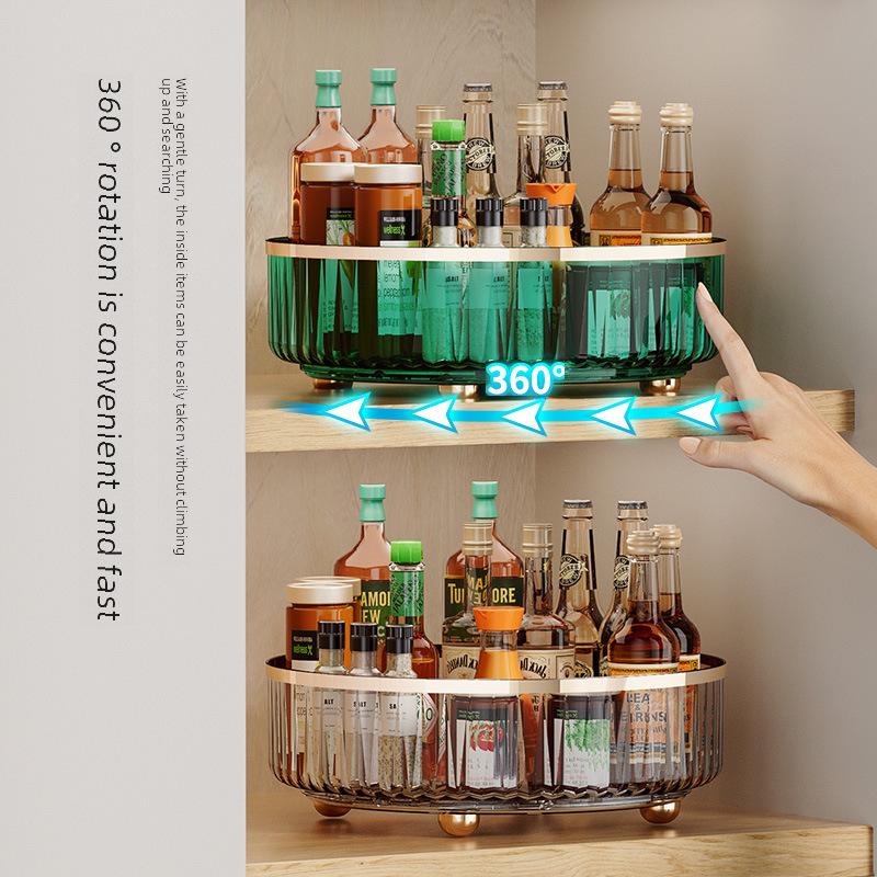 Вращающаяся пластиковая подставка для специй и органайзер для косметики