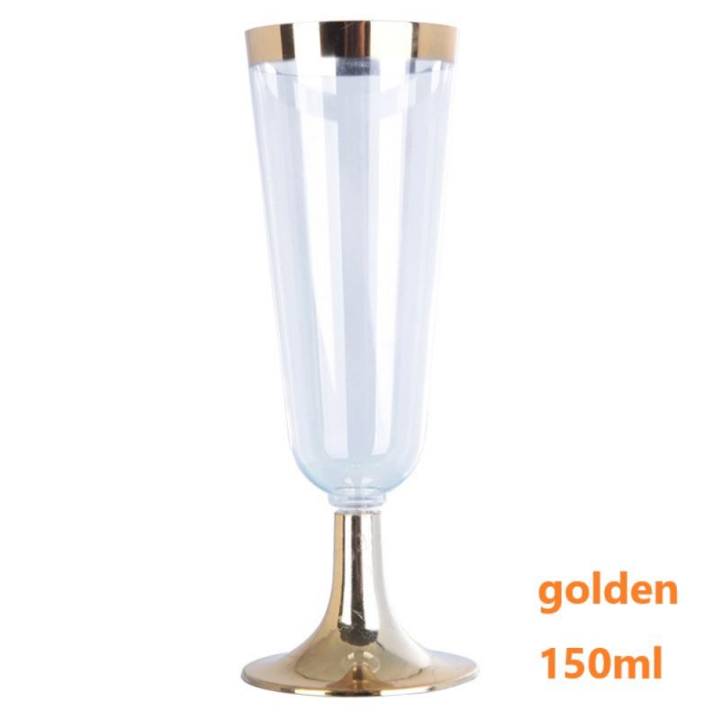 Одноразовые бокалы из розового золота и серебра, пластиковые прозрачные бокалы для шампанского, свадебные, на день рождения, на вечеринку, на фестиваль, принадлежности