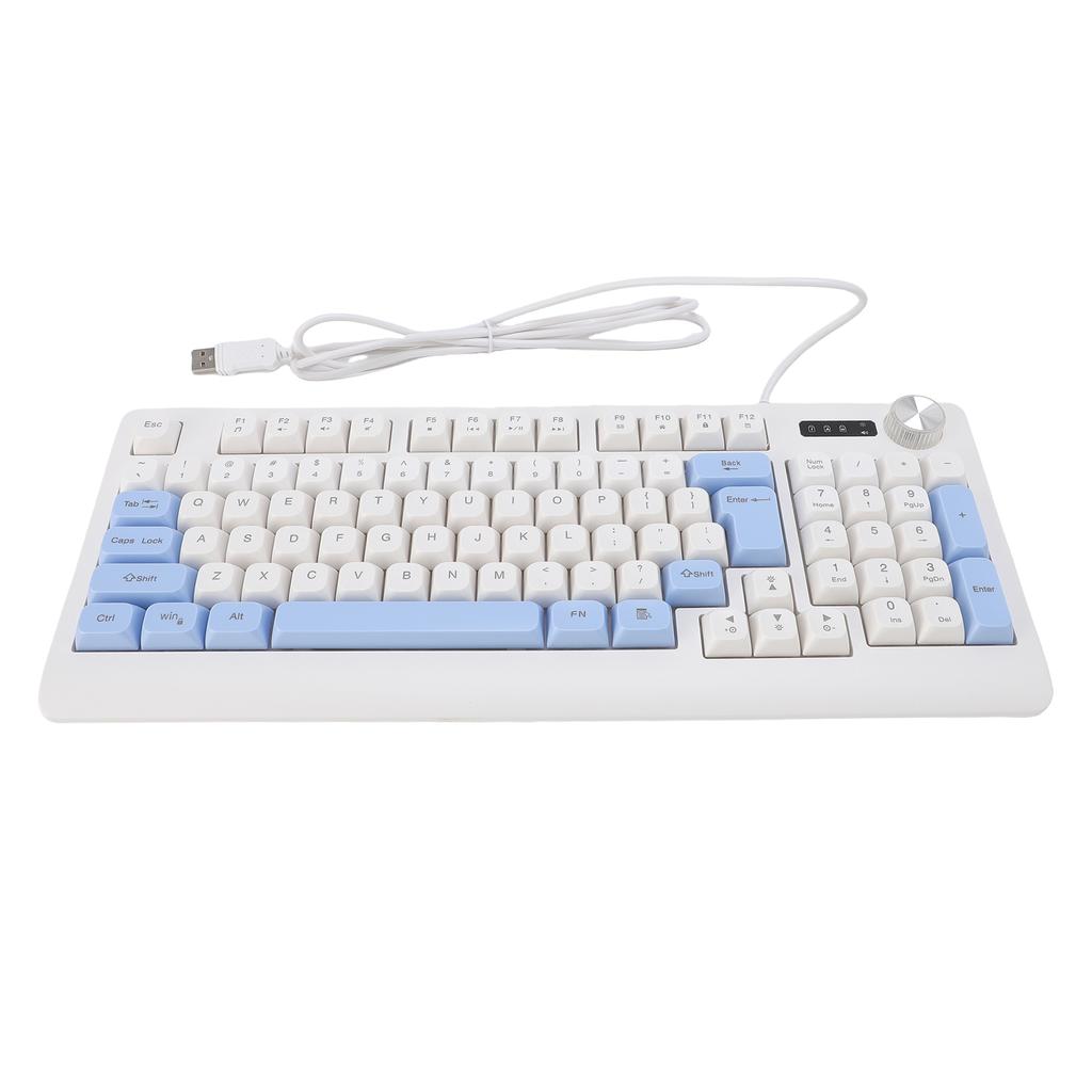 Игровая клавиатура 93 клавиши, динамическая RGB-подсветка, эргономичный дизайн, проводная, с регулятором громкости, для ноутбука