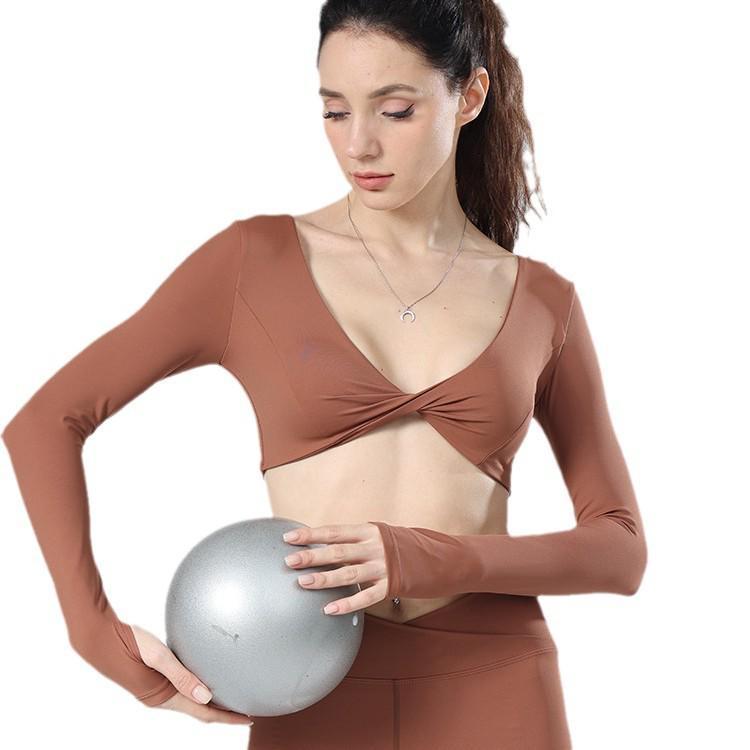 Женская стильная весенняя одежда для йоги — с коротким и длинным рукавом, с накладкой на грудь, удобная и сексуальная одежда для фитнеса