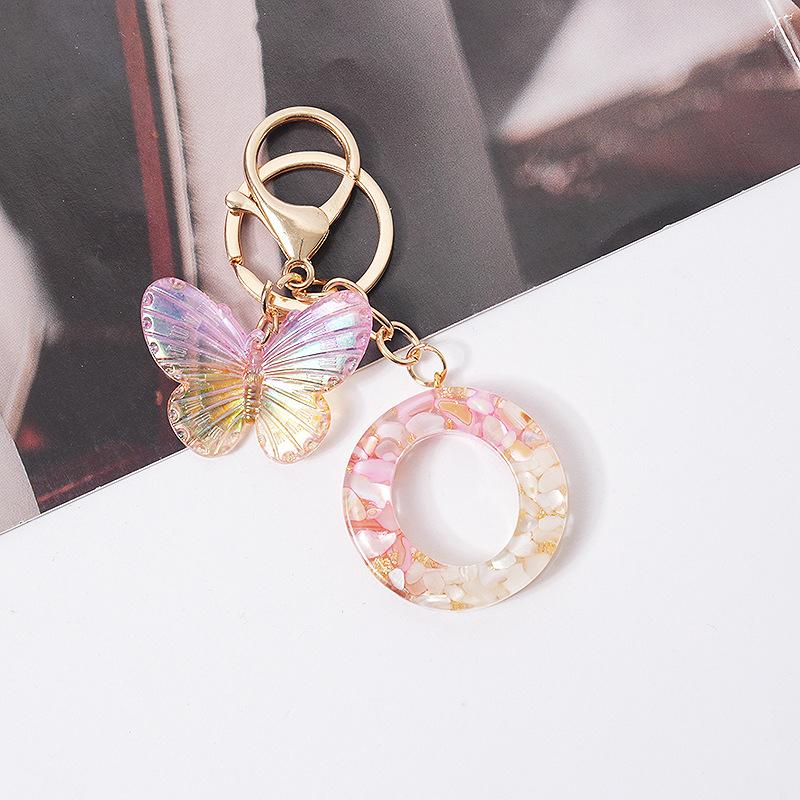 Розовая мечта Бабочка 26 букв от А до Я брелок из смолы 26 инициалов Белый камень сусальное золото кулон брелок для рюкзака подвеска сумка Декор