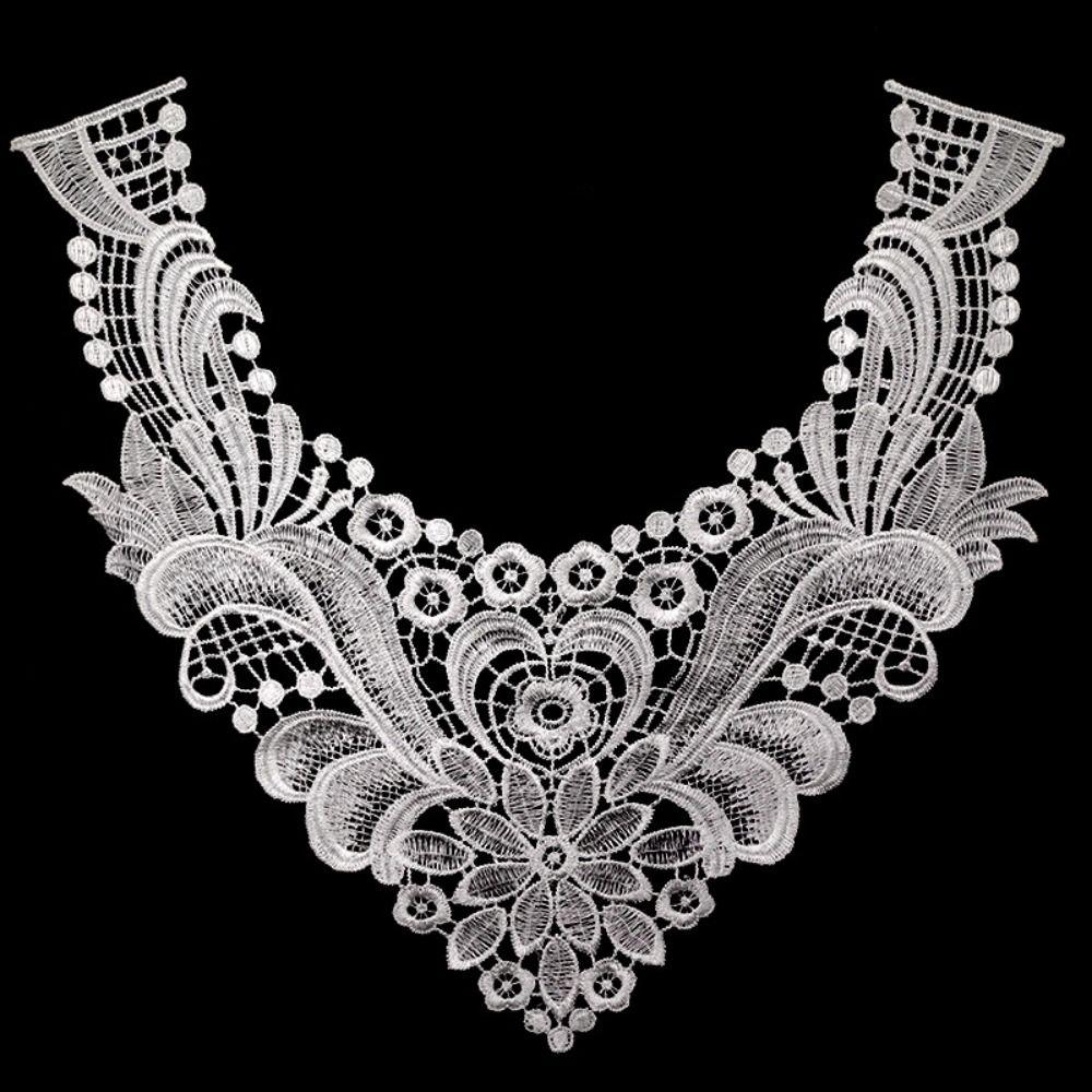 Black White Gold Floral Embroidered Patches Hollow Out DIY Clothing Applique Lace Fabrics Applique Breast Flower