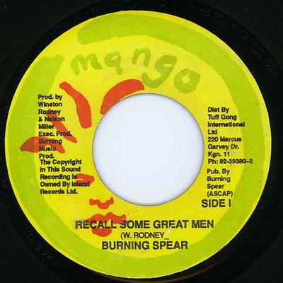 7-дюймовая пластинка BURNING SPEAR - Recall Some Great Men NONE Mango 1990 Ямайка Регги, Ска и Даб Б/У