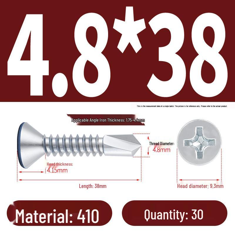 Винты с плоской головкой, из нержавеющей стали, с синим цинковым покрытием, самосверлящие и самонарезающие M3.9-M5.5