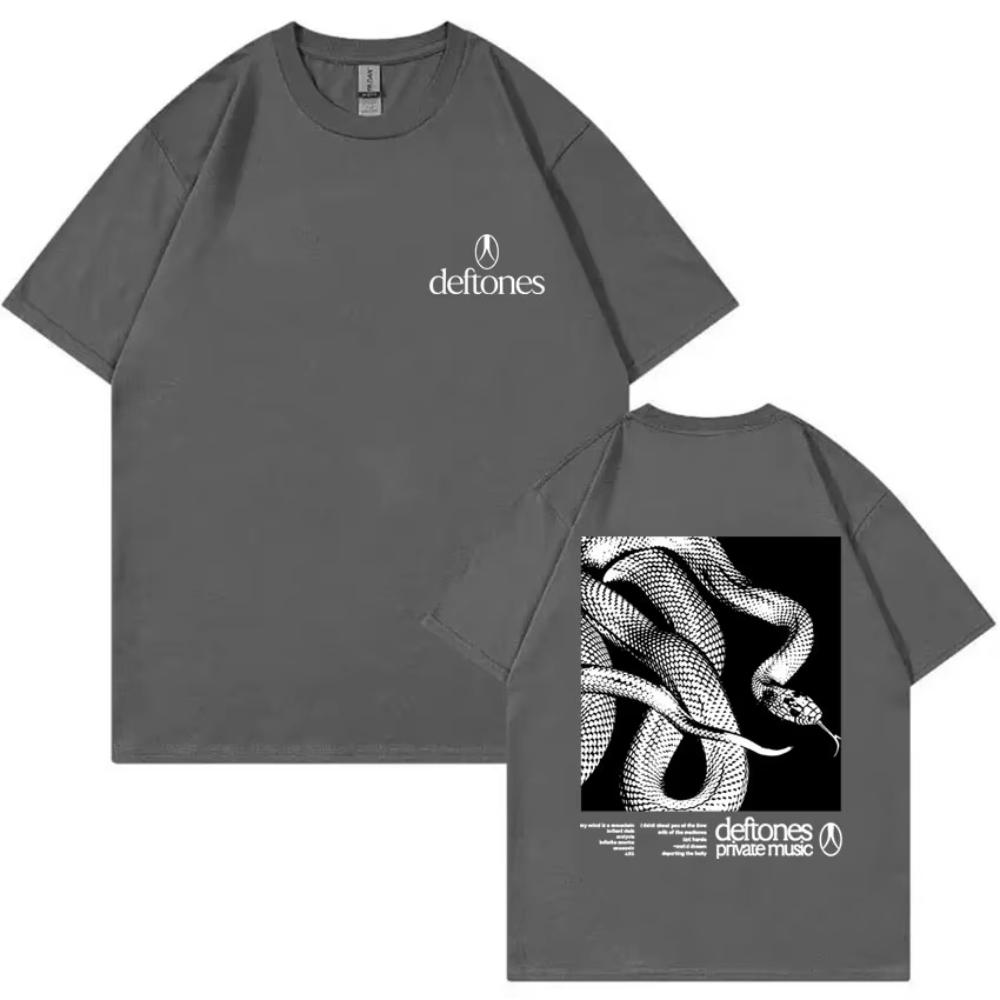 Музыкальная группа Deftones Частная Музыка Змея Графический Дизайн Футболки Мужчины Женщины Одежда Хэви-метал Оверсайз Футболка с Коротким Рукавом