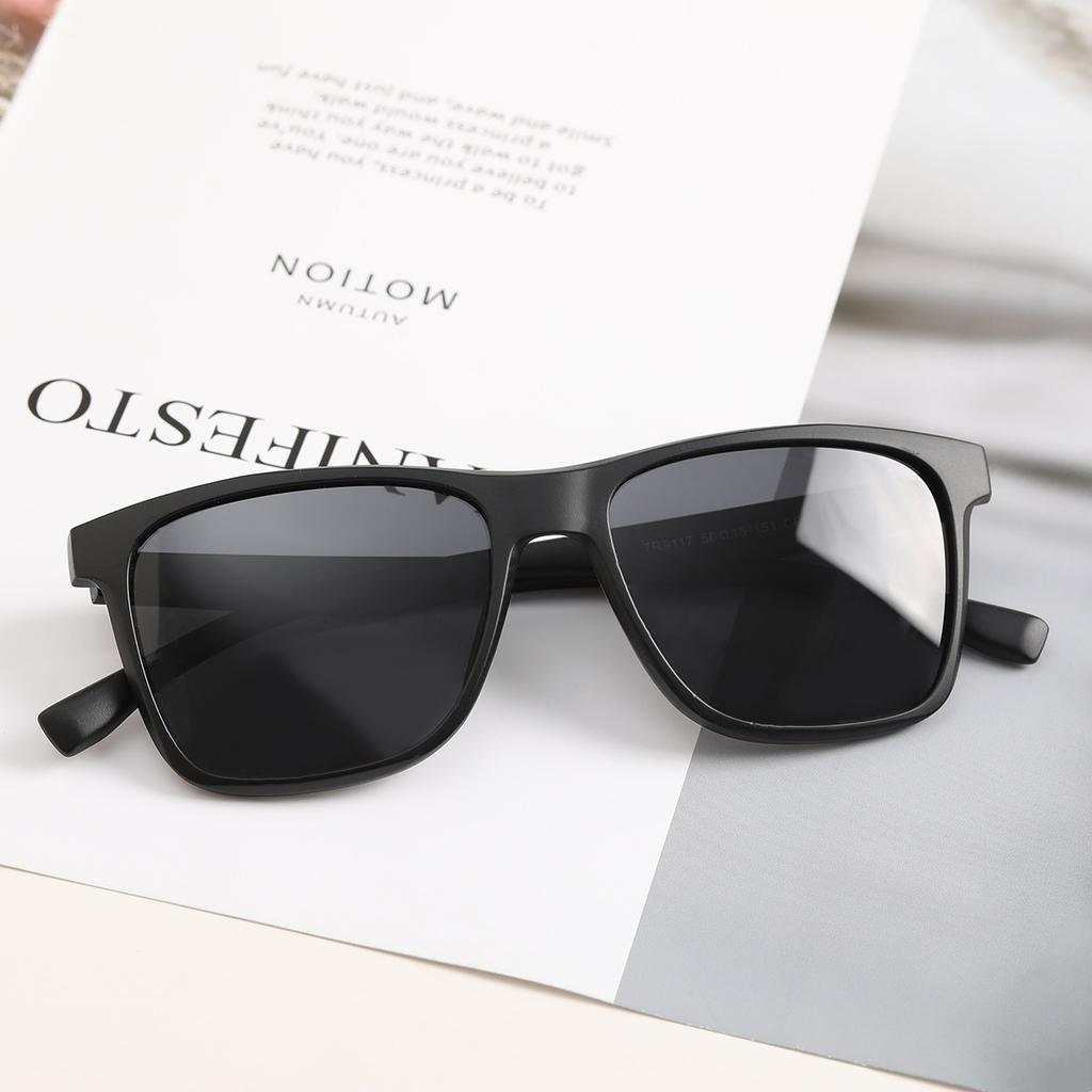 Glasses Tr9117 Polarized Square Large Frame Black Sunglasses Women, Sunglasses Men