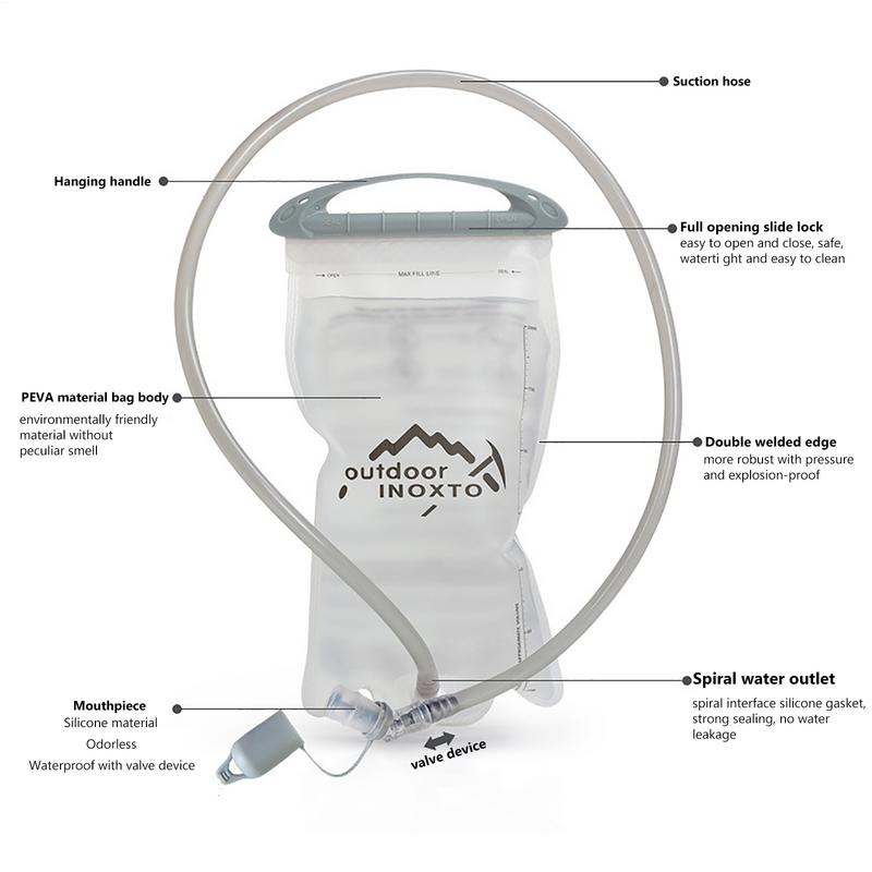 1.5 л/2.0 л Гидратационный мешок для кемпинга, герметичный мешок для хранения воды, гидратационный рюкзак для велоспорта, мешок для хранения воды для пешего туризма из ПЭВА