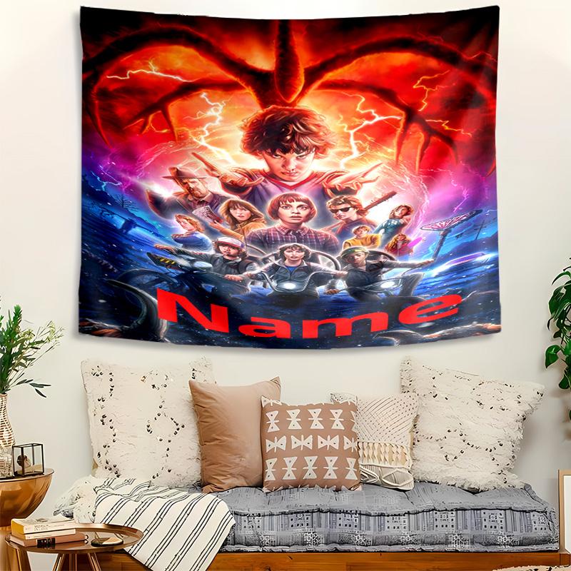 Personalized Stranger Things Background Tapestry,Custom Name Birthday Party,Multifunctional Wall Decoration for Home Decor,Various Occasions