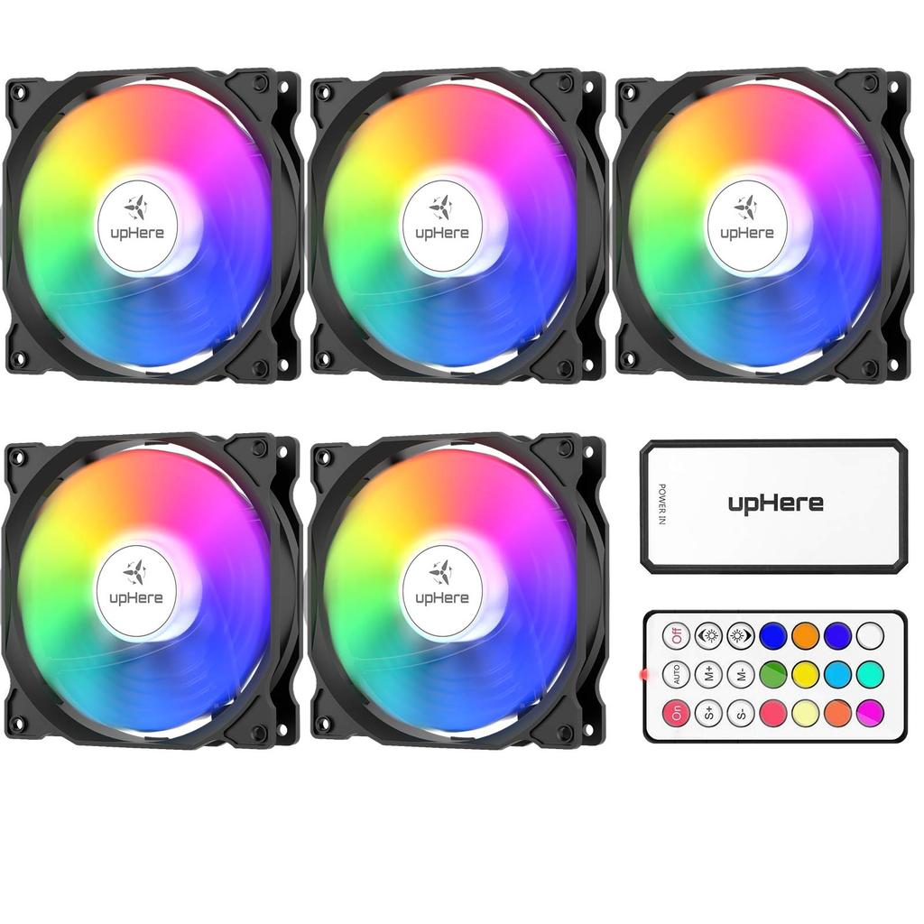 Novonest 120mm RGB PC Case Illuminates Quiet 25mm Remote Set of Black Frame Fan, Inside, Type, Thick, 6PIN, Control, 5,