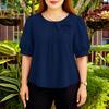ZANZEA Женская повседневная летняя блузка с круглым вырезом и коротким рукавом