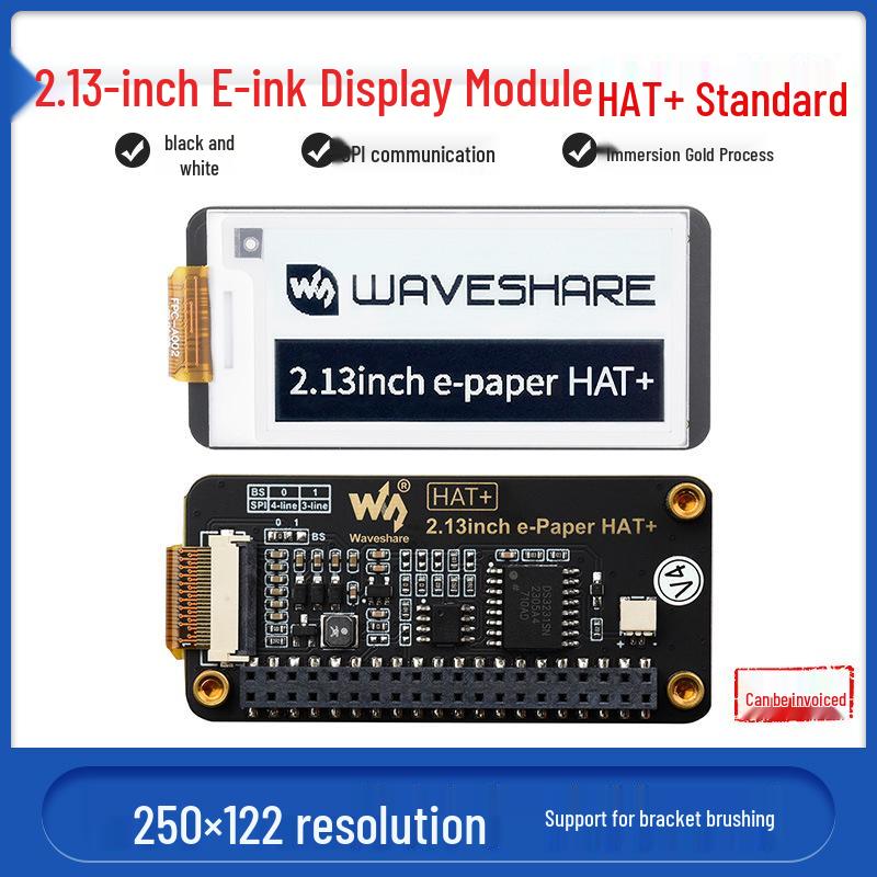 2.13" HAT-дисплей E-Paper Waveshare для Raspberry Pi, разрешение 250x122, черно-белый