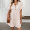 Women's Comfortable Casual Jumpsuit Short Sleeve Top Sweater Jumpsuit Shorts