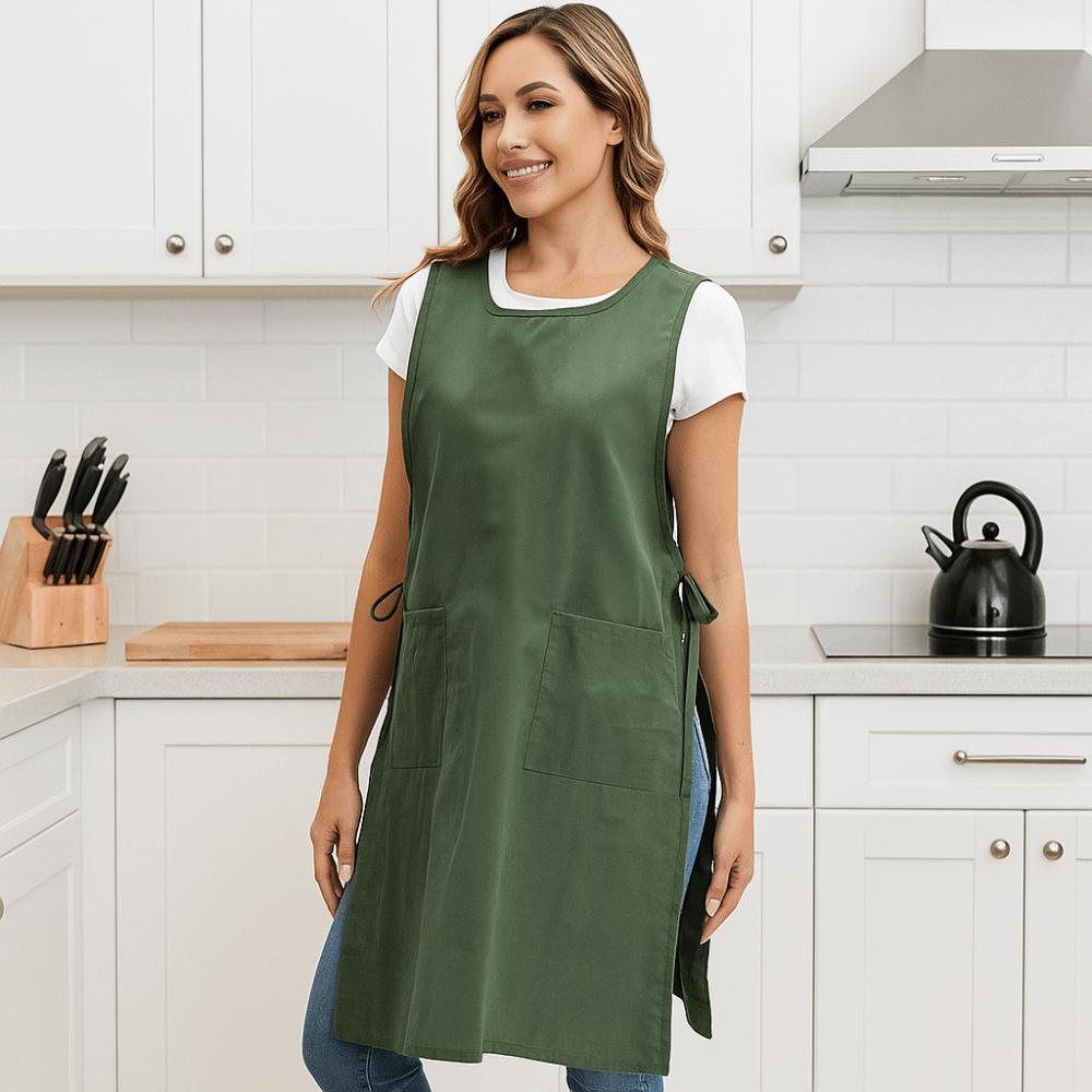 Хлопковый кухонный фартук с защитой от пятен, одежда для работы, одежда для студии, одежда для готовки, салон