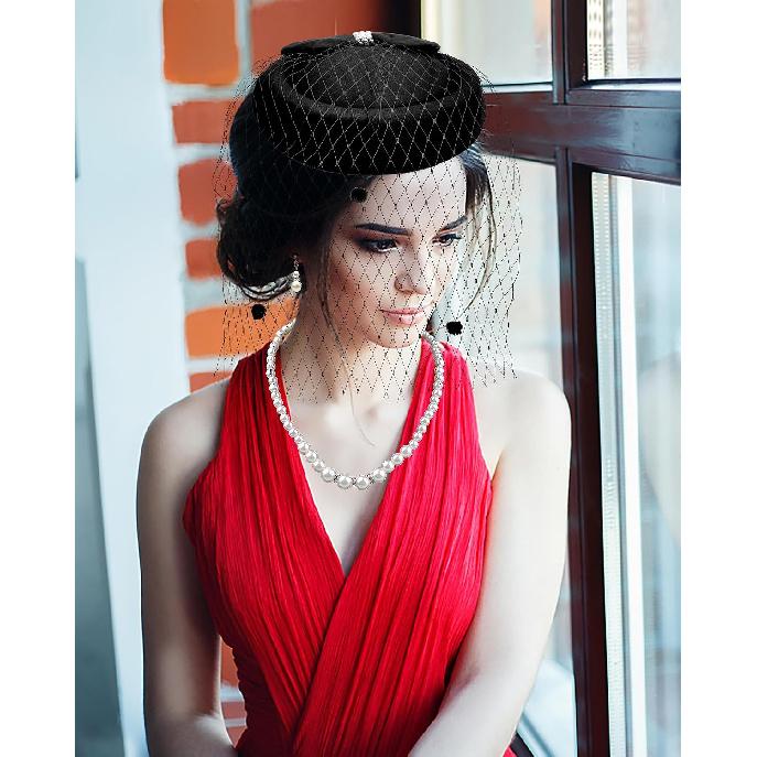 Шляпка-таблетка с вуалью Винтажные fascinators для женщин Чайная вечеринка Свадебные Хэллоуин Шляпы для Первого Причастия