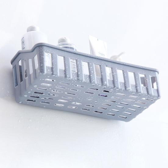 2Pcs Wall Mounted Bathroom Shelf Punch-Free Installation Plastic Soap Draining Holder for Toiletries Shampoo Shower Caddy Multifunctional Brush Sponge