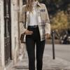 Women S Casual Plaid Long Sleeve Single Breasted Coat