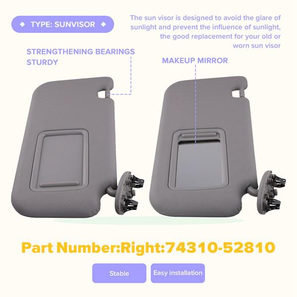 7431052810: Подходит для солнцезащитного козырька правой стороны Toyota Yaris 2008-2013. 74310-52810