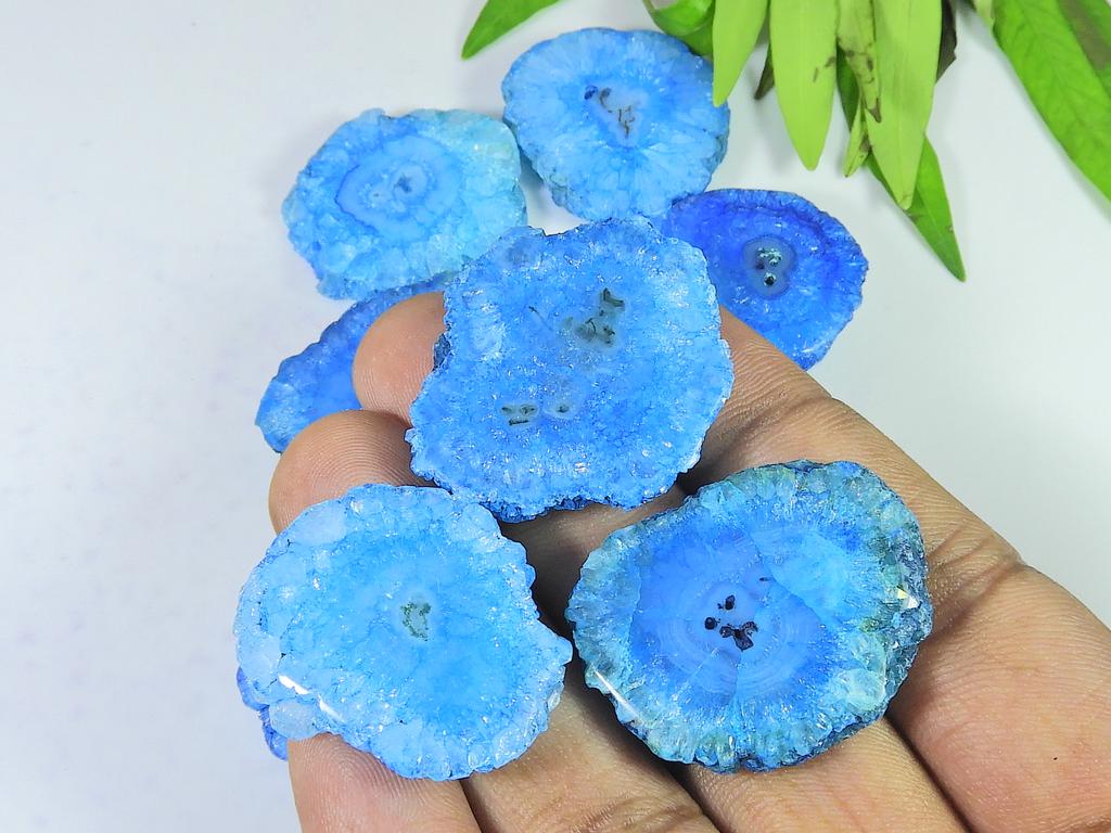 09 шт. Небесно-голубой солнечный друзовый агат жеодовый кабошон драгоценный камень лот 453 карата RQ-2656