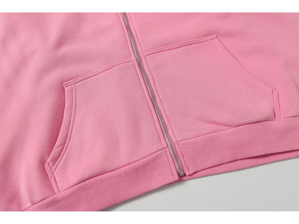 SKYLRK 2025SS Solid Color Distressed Fleece-Lined Hooded Cardigan - Bieber Style