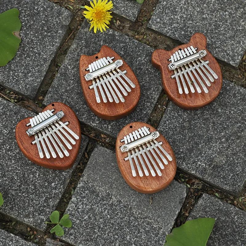 Music Instrument 8-tone Mini Thumb Kalimba Solid Wood Crystal Transparent Five-finger Piano Portable Work Kalimba Mini Size