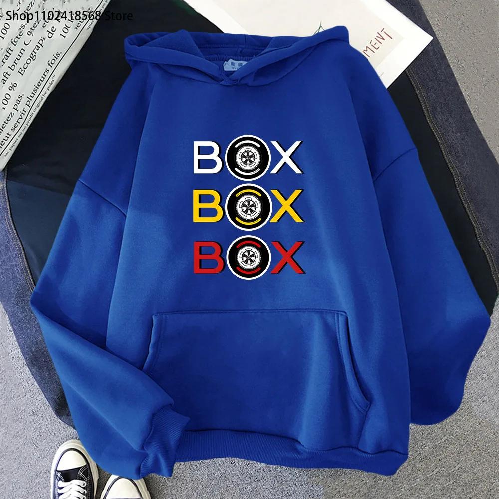 Cartoon F1 Hoodies Men Car Box Box Box Sweatshirt with Hooded Women's Clothing Games Men Clothes Y2k Long Sleeve Tops