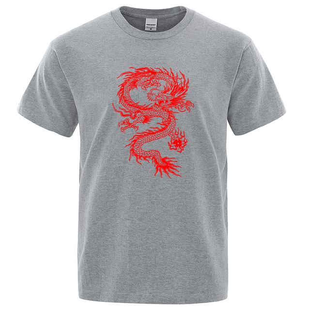 Летние футболки, мужская футболка с зеленым драконом и графическим принтом, модная свободная мужская футболка из чистого хлопка, уличная футболка с круглым вырезом